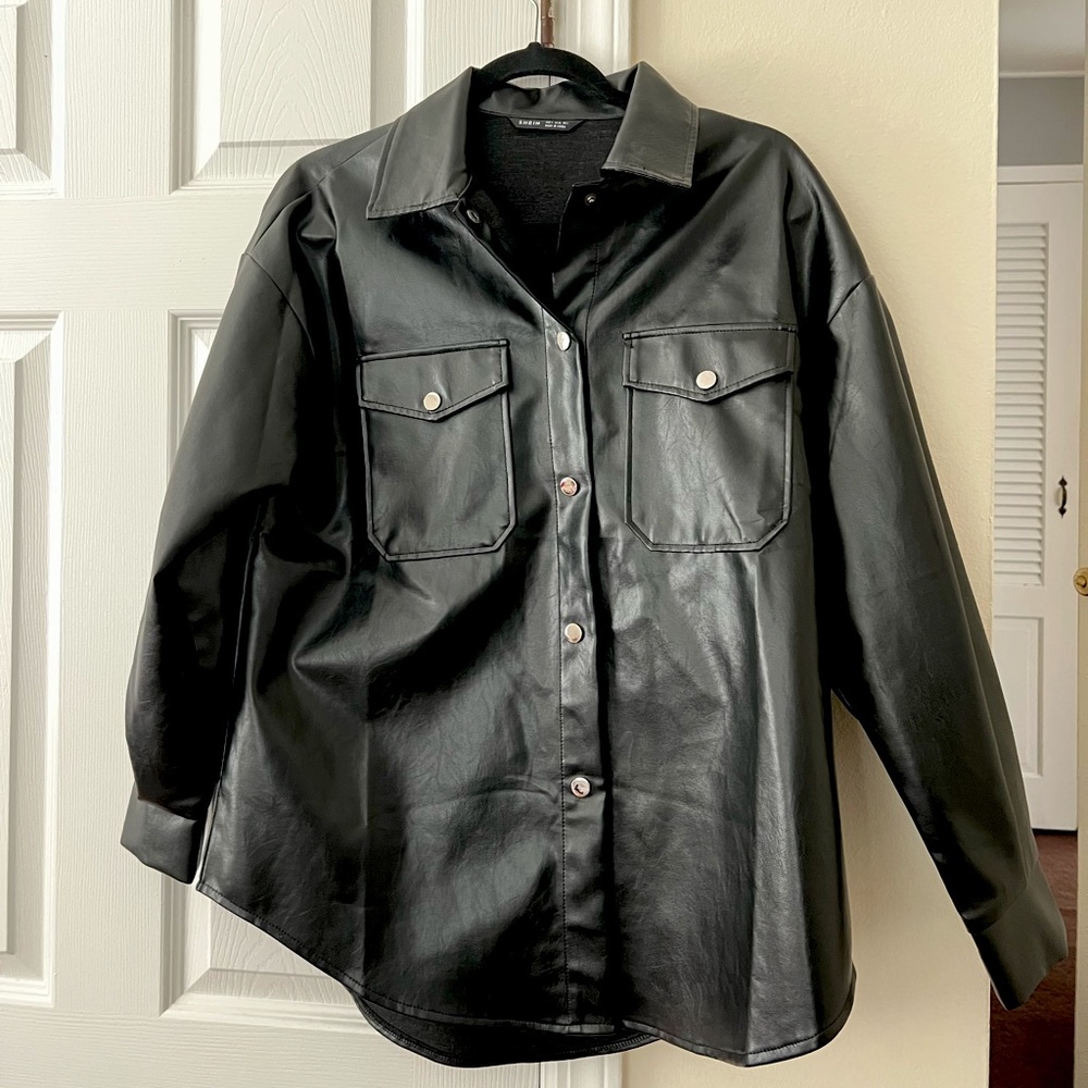 black leather jacket